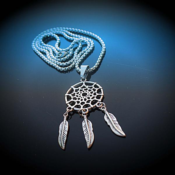 Dream Catcher Pendant Necklace - Stainless Steel