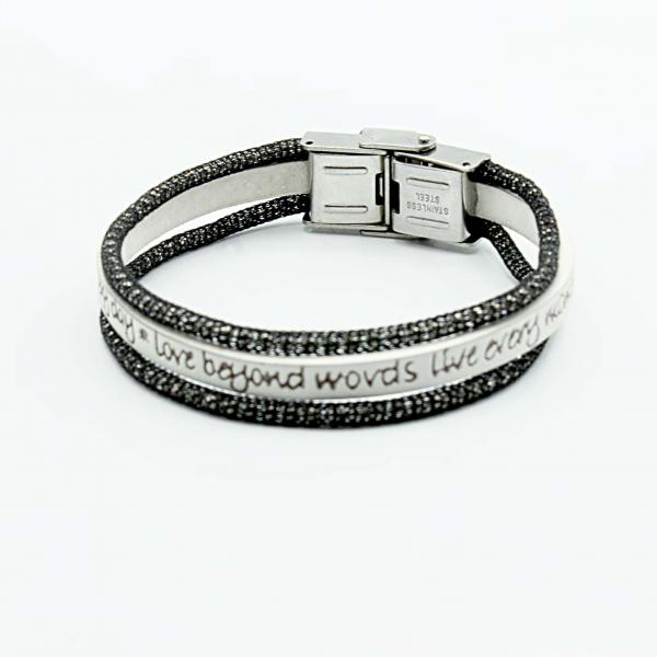 Triple Layer Leather & Chain Inspirational Bracelet