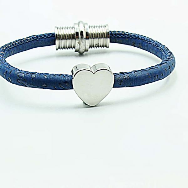 Solid Heart Cork Leather Custom Bracelet