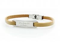 Inspirational Bracelet - Steel Natural Tan Leather & Steel Customised.