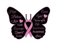 Butterfly Pink Ribbon Cancer Awareness Pin Badge