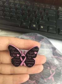 Butterfly Pink Ribbon Cancer Awareness Pin Badge