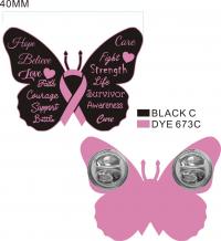 Butterfly Pink Ribbon Cancer Awareness Pin Badge