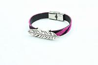 Feather Leather Bracelet - Hair On Fuchsia Zebra Design