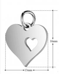 Love Heart Pendant - 2 Hearts Beat As 1
