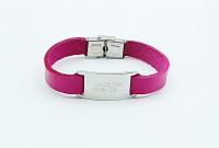 Hot Pink Inspirational Leather Bracelet Customised.