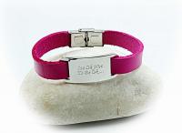 Hot Pink Inspirational Leather Bracelet Customised.