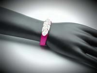 Feather Hot Pink Genuine Leather Bracelet