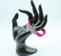 Feather Hot Pink Genuine Leather Bracelet