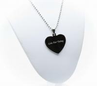 Live For Today Heart Shaped Stainless Steel Pendant