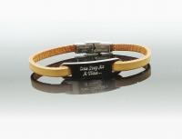 Inspirational Bracelet - Steel Natural Tan Leather & Steel Customised.