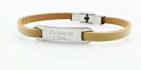 Inspirational Bracelet - Steel Natural Tan Leather & Steel Customised.