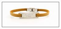 Inspirational Bracelet - Steel Natural Tan Leather & Steel Customised.