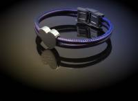 Neon Violet Leather Heart Bracelet 