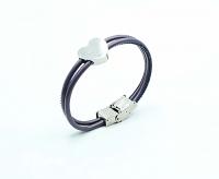 Neon Violet Leather Heart Bracelet