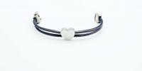 Neon Violet Leather Heart Bracelet