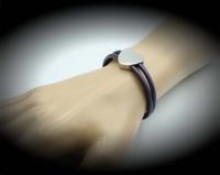 Neon Violet Leather Heart Bracelet 