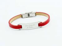 Inspirational Bracelet - Red Snakeskin Leather & Steel Customised.