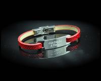 Inspirational Bracelet - Red Snakeskin Leather & Steel Customised.