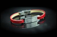 Inspirational Bracelet - Red Snakeskin Leather & Steel Customised.