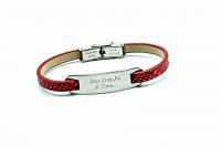 Inspirational Bracelet - Red Snakeskin Leather & Steel Customised.