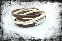 Wrap Around Double Layer  Coffee & Cream Leather  Inspirational Bracelet