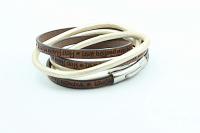 Wrap Around Double Layer  Coffee & Cream Leather  Inspirational Bracelet