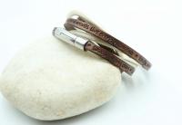 Wrap Around Double Layer  Coffee & Cream Leather  Inspirational Bracelet