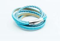 Wrap Around Double Layer Sky Blue Leather Inspirational Bracelet