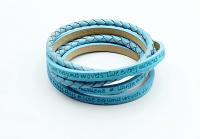 Wrap Around Double Layer Sky Blue Leather Inspirational Bracelet