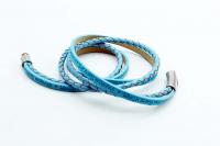 Wrap Around Double Layer Sky Blue Leather Inspirational Bracelet