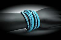 Wrap Around Double Layer Sky Blue Leather Inspirational Bracelet