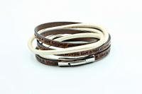 Wrap Around Double Layer  Coffee & Cream Leather  Inspirational Bracelet