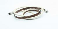 Wrap Around Double Layer  Coffee & Cream Leather  Inspirational Bracelet