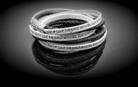 Wrap Around Double Layer Black & White Leather Inspirational Bracelet