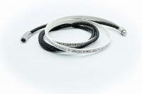 Wrap Around Double Layer Black & White Leather Inspirational Bracelet