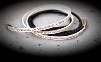 Wrap Around Double Layer Black & White Leather Inspirational Bracelet