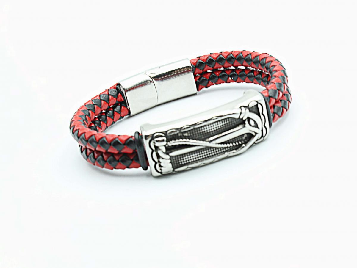 Anchor Nautical Leather & Steel Bracelet Customised