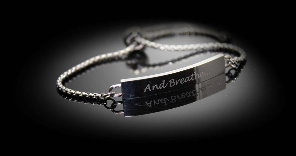 Inspirational Quote Awareness Bracelet - And Breathe...