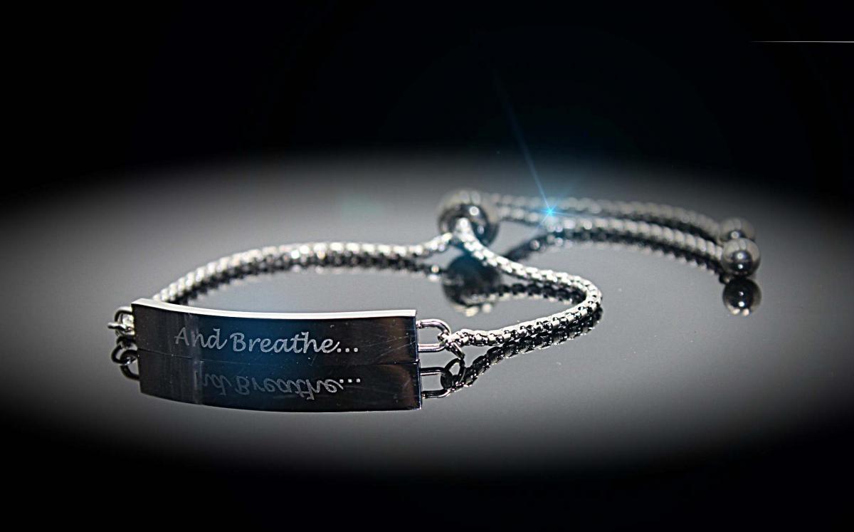 Inspirational Quote Awareness Bracelet - And Breathe...