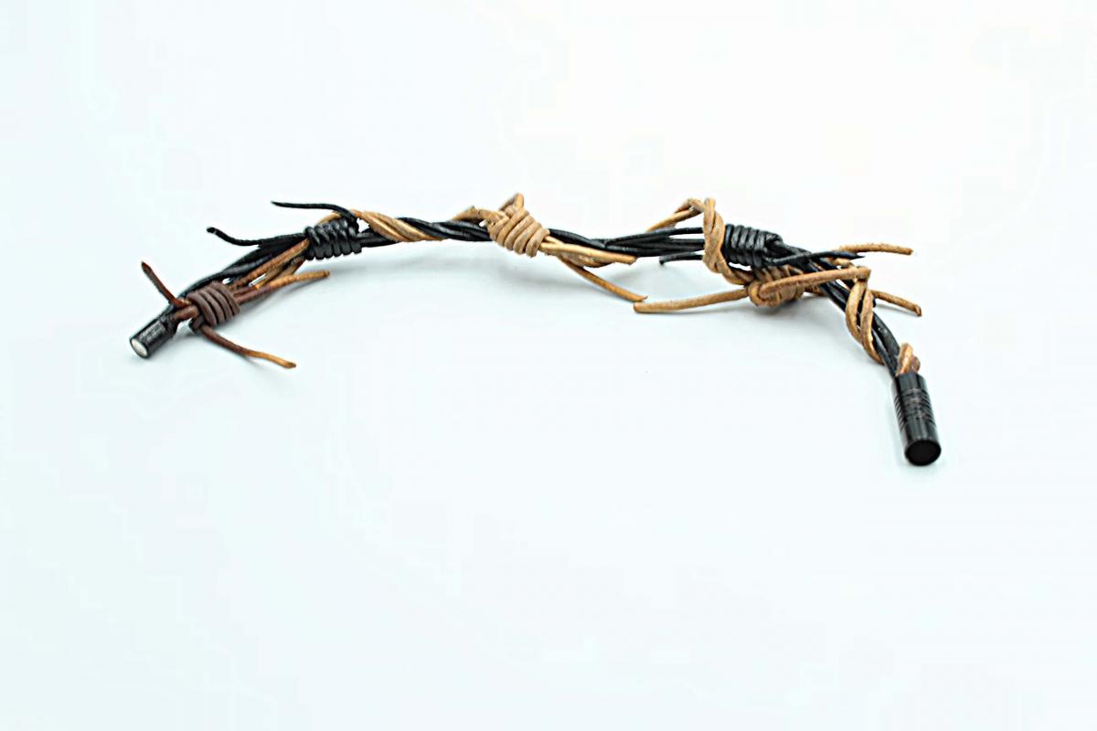 Barbed Wire Dual Twist Leather Bracelet