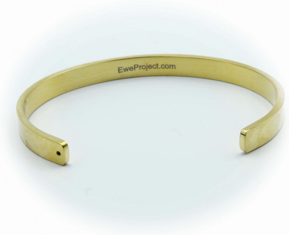 Gold Stainless Steel Cuff Bangle  With Your Chosen EWE Mantra