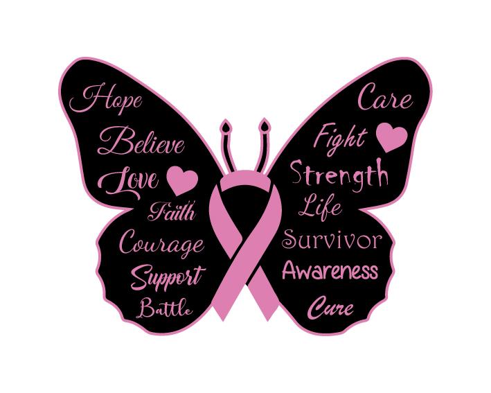 Butterfly Pink Ribbon Cancer Awareness Pin Badge