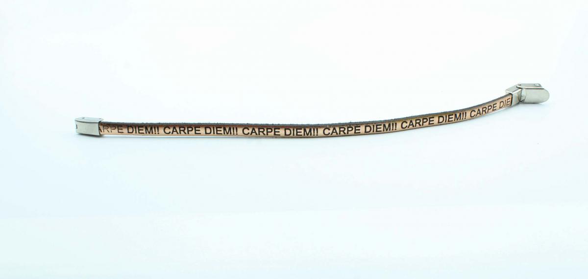 Carpe Diem Genuine Metallic Leather Bracelet