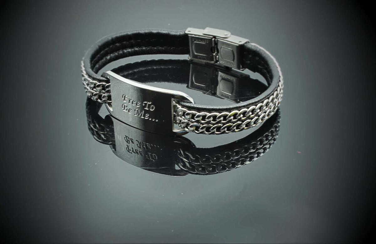 Double Chain Leather Inspirational Mantra Bracelet