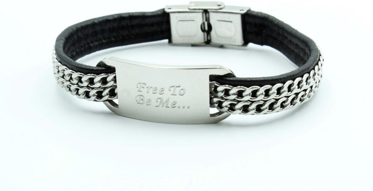 Double Chain Leather Inspirational Mantra Bracelet