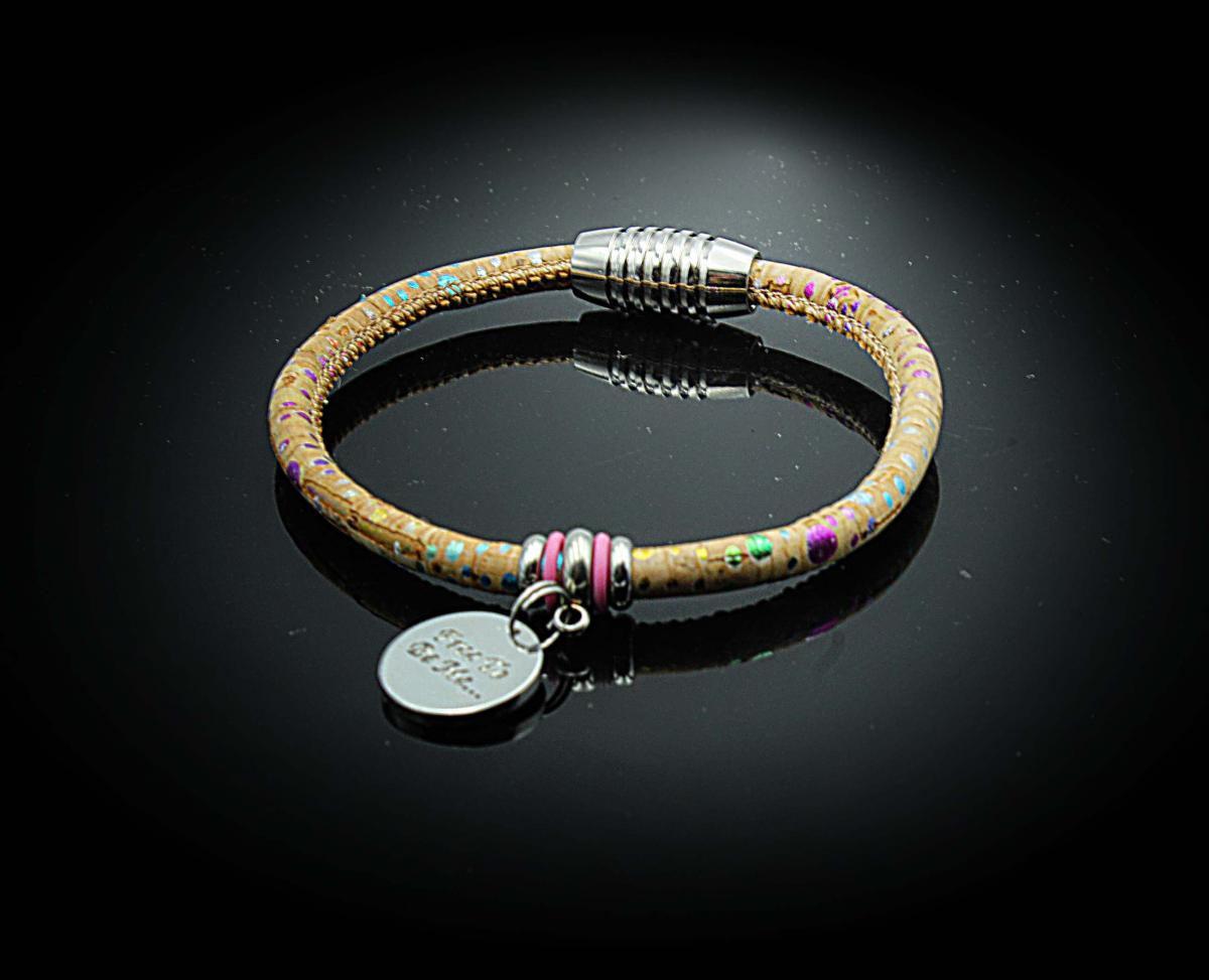 Natural Cork Inspirational Mantra Bracelet