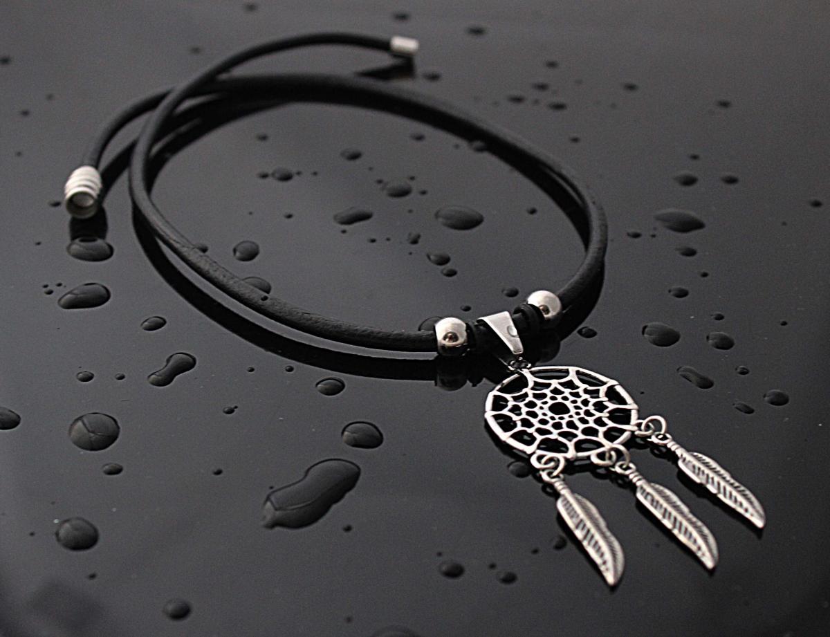 Dream Catcher Genuine Leather Choker 