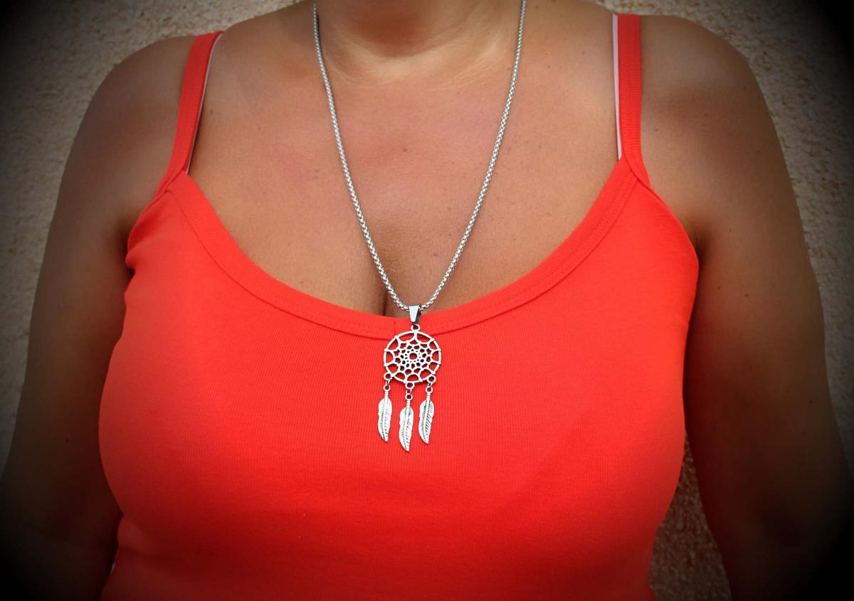 Dream Catcher Pendant Necklace - Stainless Steel