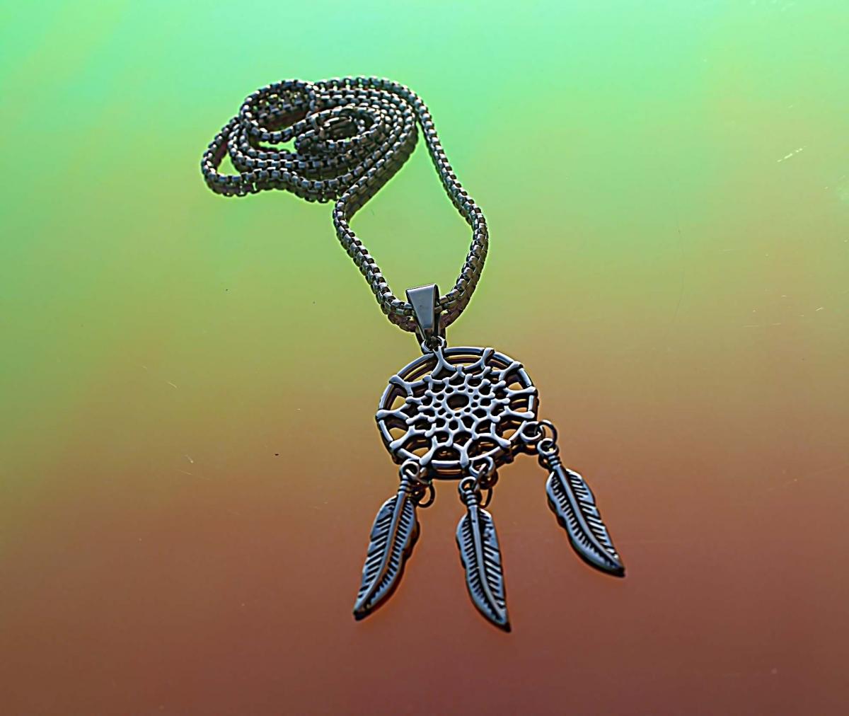 Dream Catcher Pendant Necklace - Stainless Steel